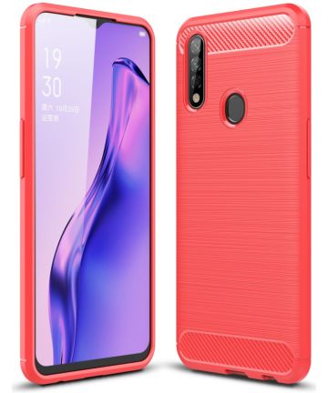 Oppo A8 / A31 Carbon Brushed TPU Hoesje Rood Hoesjes