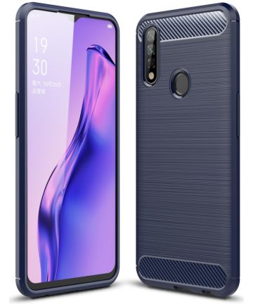 Oppo A8 / A31 Carbon Brushed TPU Hoesje Blauw Hoesjes