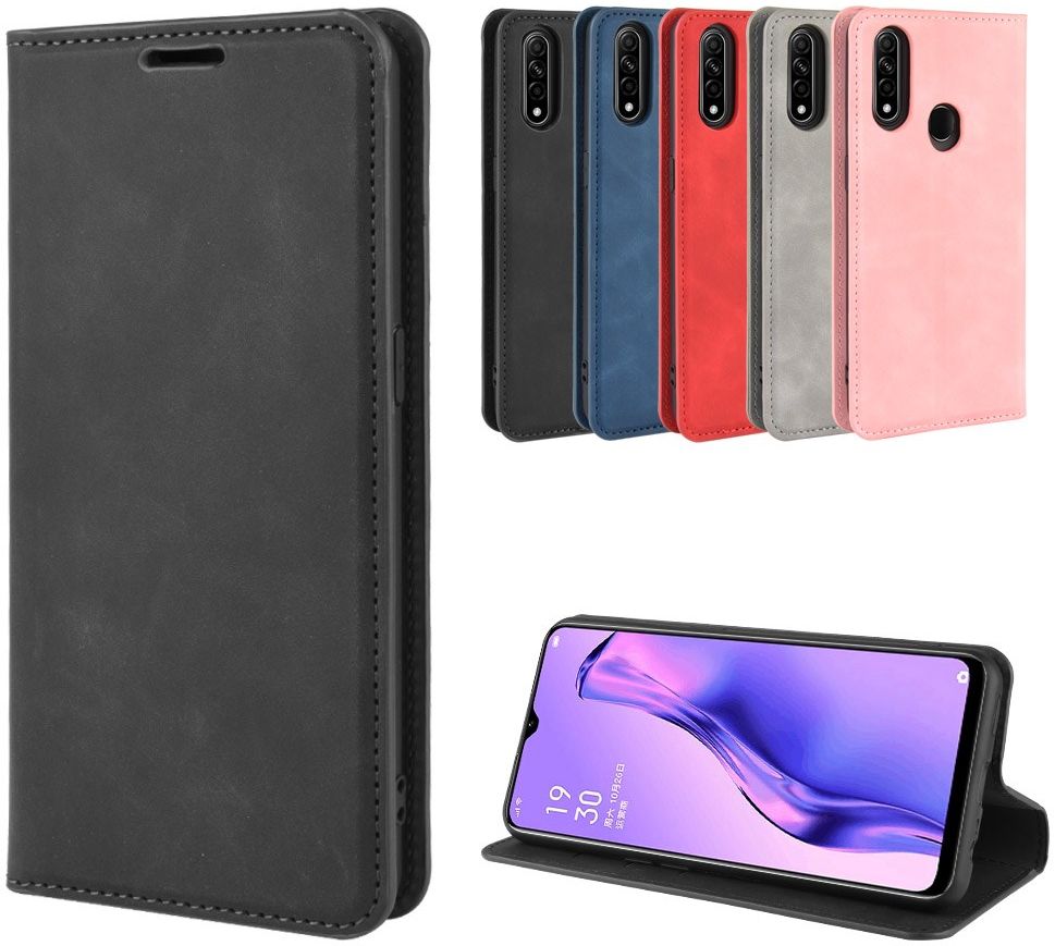 Oppo A8 / A31 Hoesje Zijdezacht Kunstleer Portemonnee Zwart afbeelding 10