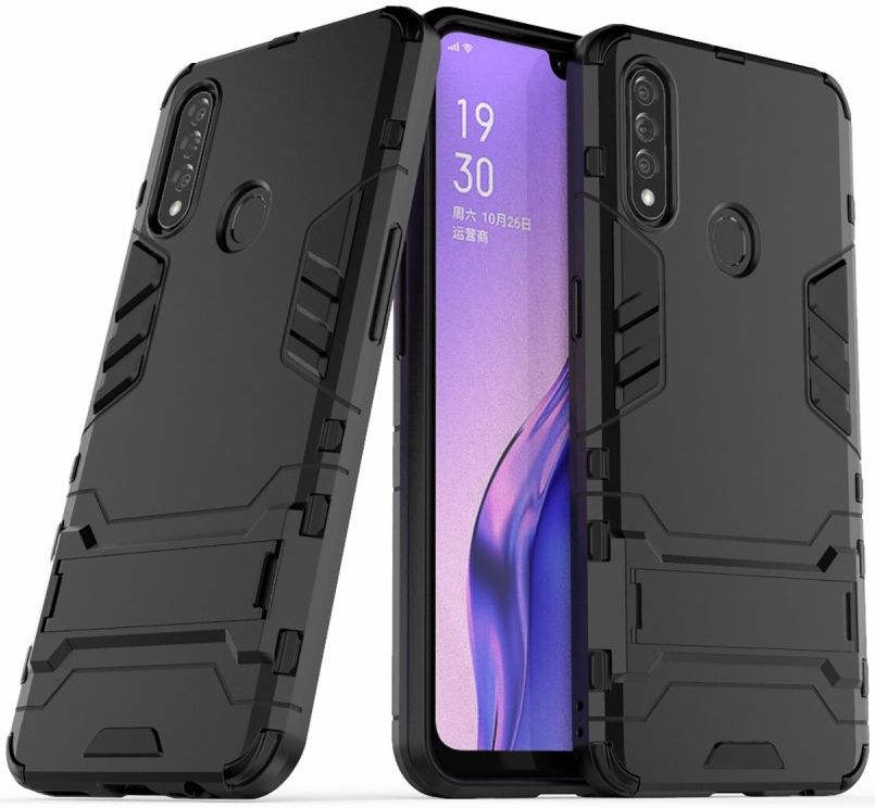 Oppo A31 Hoesje Hybride met Standaard wart afbeelding 3