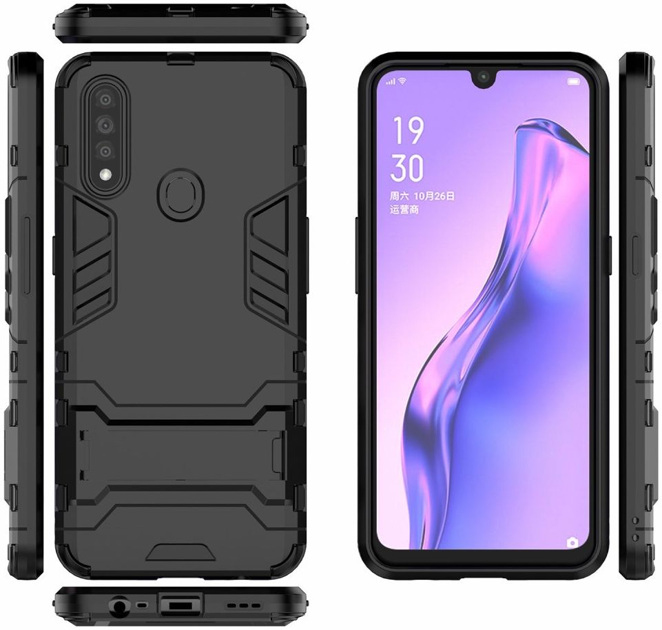 Oppo A31 Hoesje Hybride met Standaard wart afbeelding 4