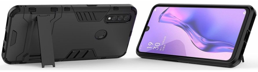 Oppo A31 Hoesje Hybride met Standaard wart afbeelding 2