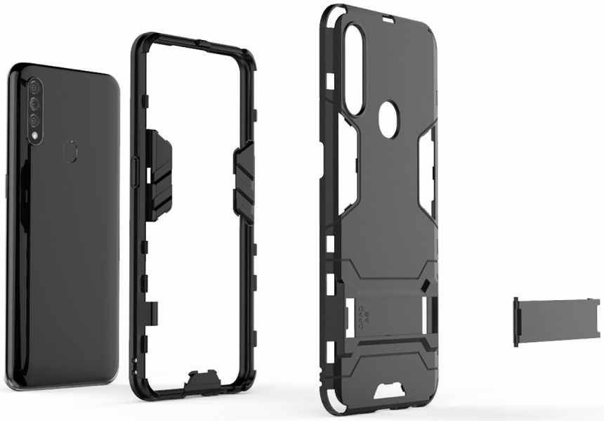 Oppo A31 Hoesje Hybride met Standaard wart afbeelding 5