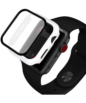 Apple Watch 40MM Hoesje Hard Plastic Bumper met Tempered Glass Wit Cases