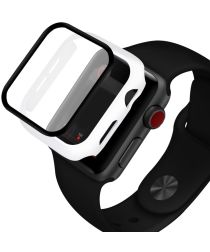 Apple Watch 44MM Hoesje Hard Plastic Bumper met Tempered Glass Wit