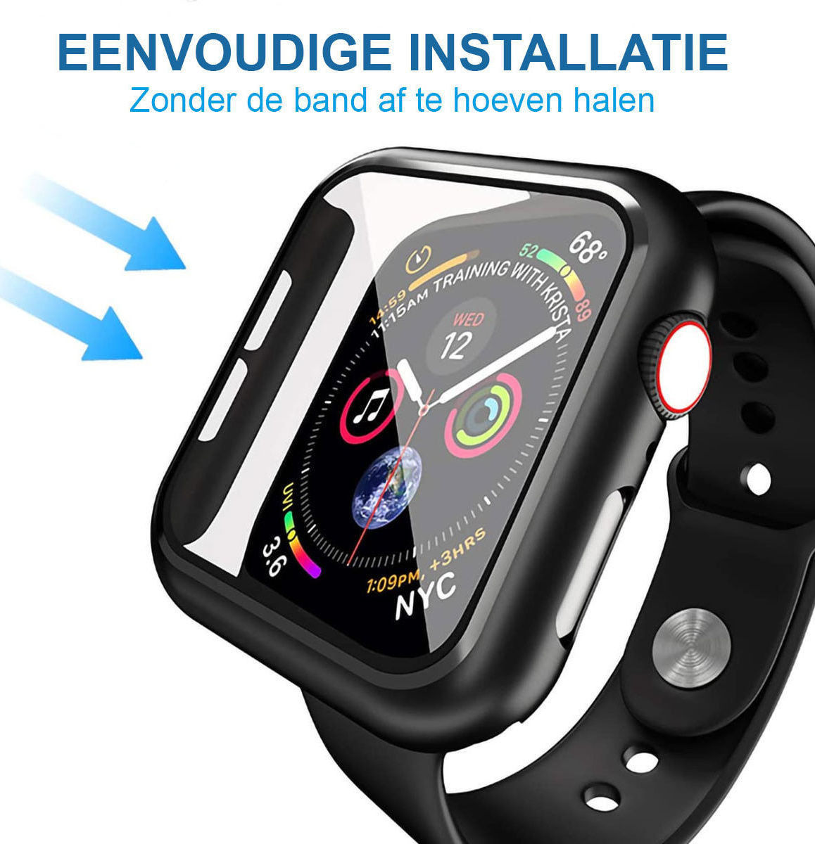 Apple Watch 44MM Hoesje Hard Plastic Bumper met Tempered Glass Wit afbeelding 4