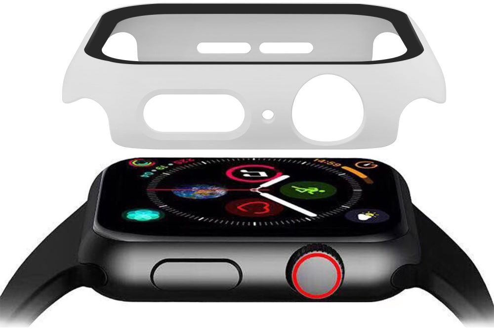 Apple Watch 44MM Hoesje Hard Plastic Bumper met Tempered Glass Wit afbeelding 7
