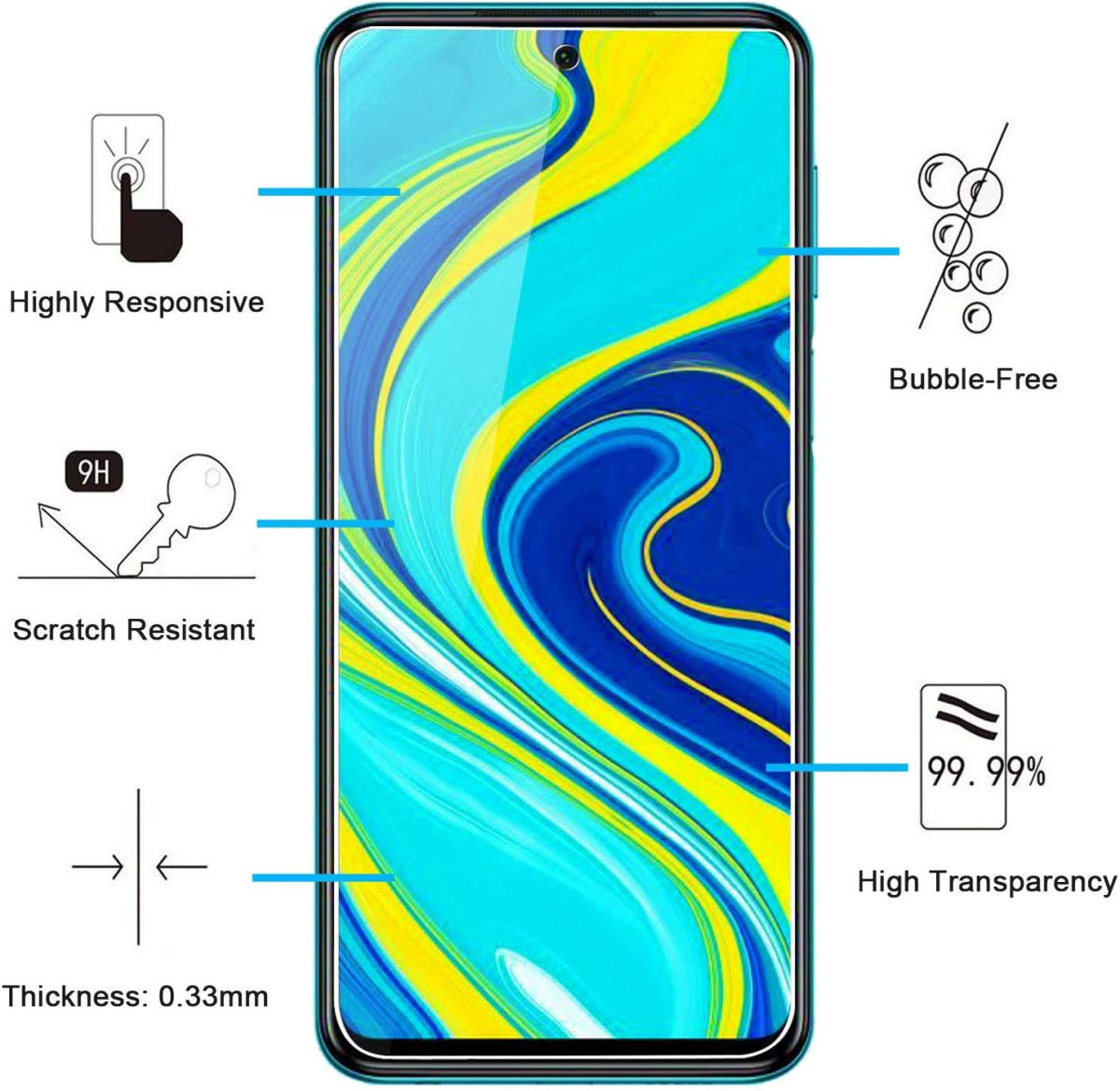 Xiaomi Redmi Note 9S / Note 9 Pro Screen Protector Ultra Clear afbeelding 2