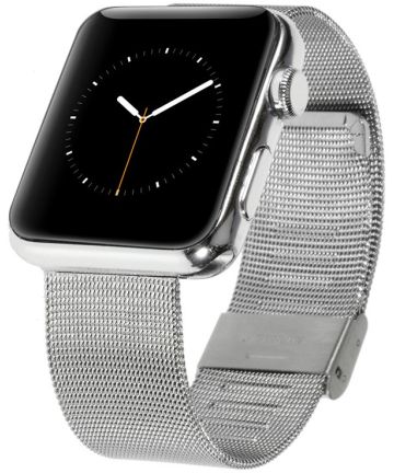 Apple Watch 45MM / 44MM / 42MM Bandje Roestvrij Milanese Staal Zilver Bandjes