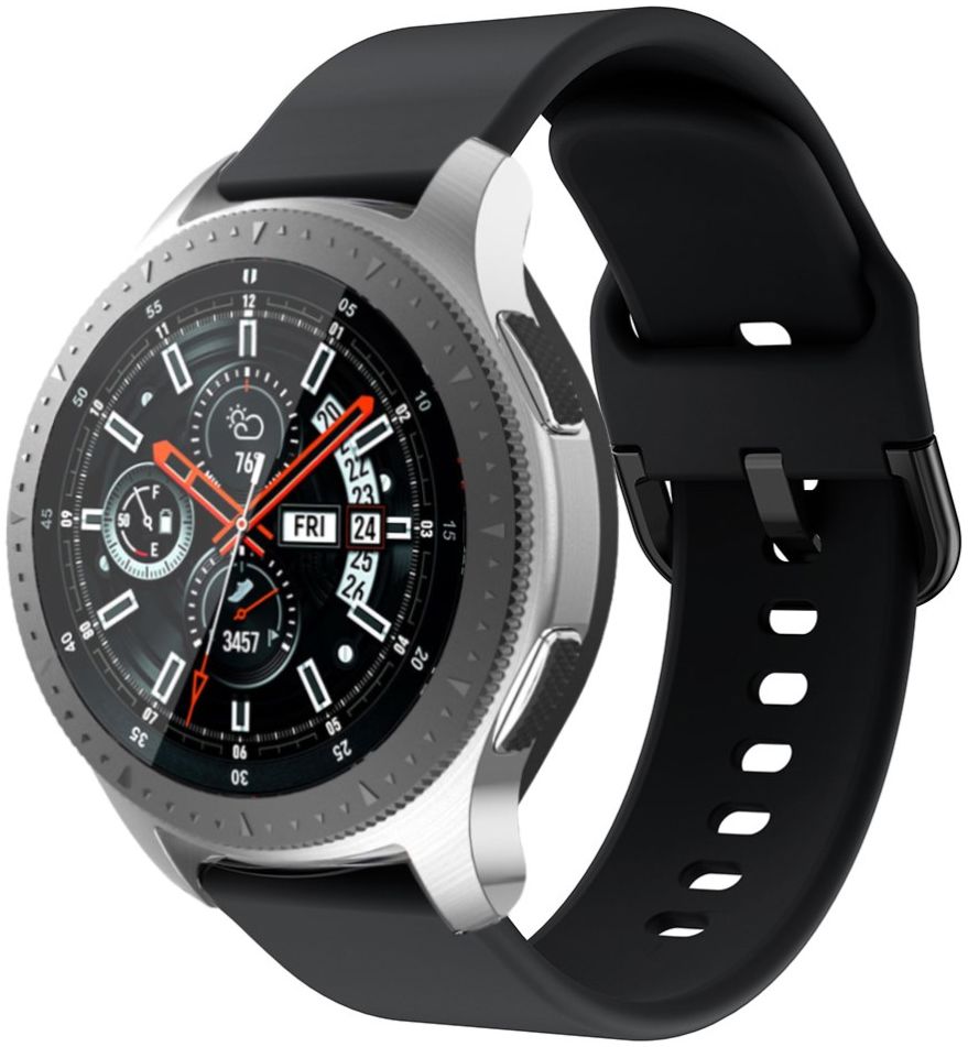 Universeel Smartwatch 22MM Bandje - Siliconen met Gespsluiting - Zwart afbeelding 1