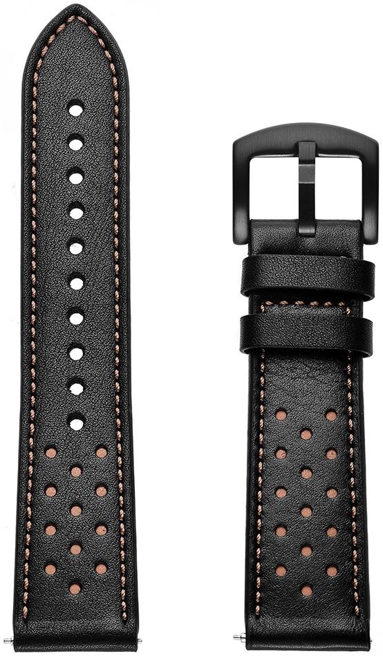 Universeel Smartwatch 20MM Bandje - Echt Leer - Gespsluiting - Zwart afbeelding 7
