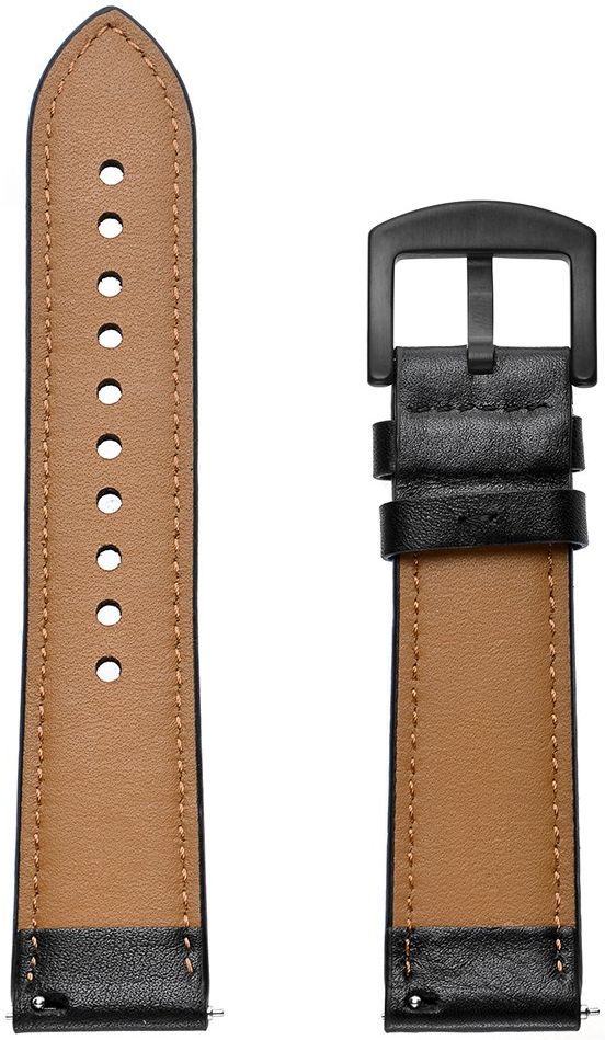Universeel Smartwatch 20MM Bandje - Echt Leer - Gespsluiting - Zwart afbeelding 8