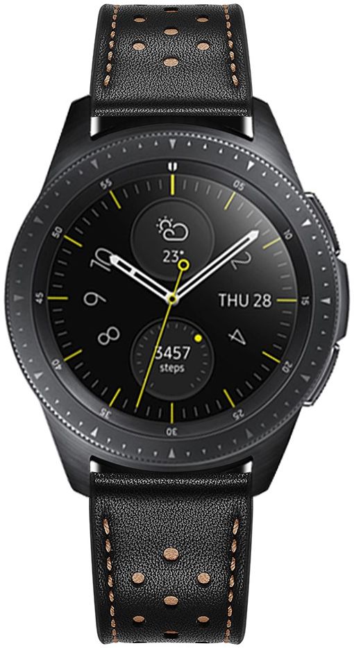 Universeel Smartwatch 20MM Bandje - Echt Leer - Gespsluiting - Zwart afbeelding 3