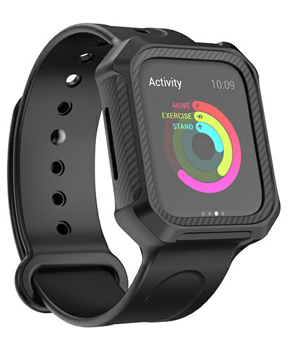 Apple Watch 40MM Hoesje Full Protect Carbon met Siliconen Bandje Blauw afbeelding 2