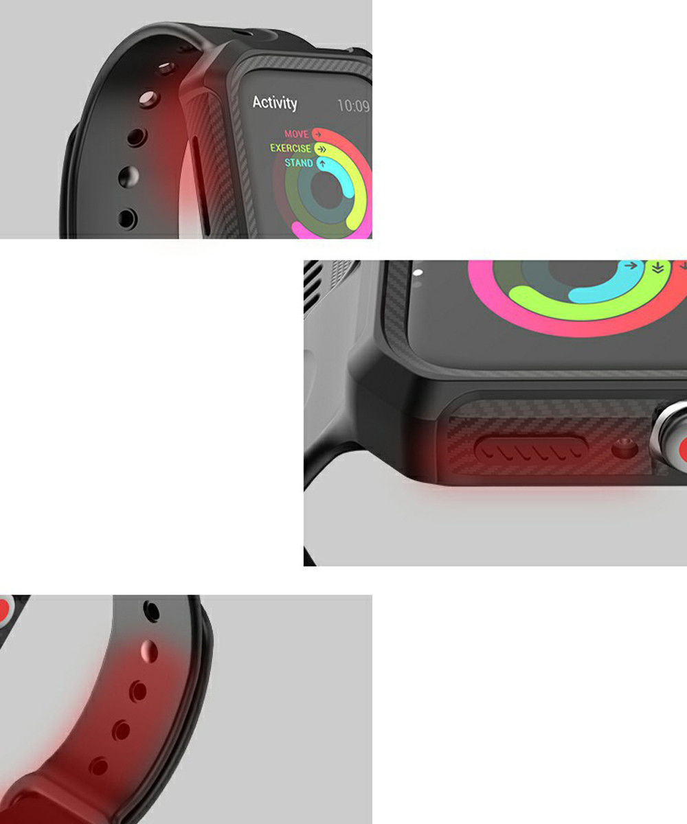 Apple Watch 40MM Hoesje Full Protect Carbon met Siliconen Bandje Blauw afbeelding 7