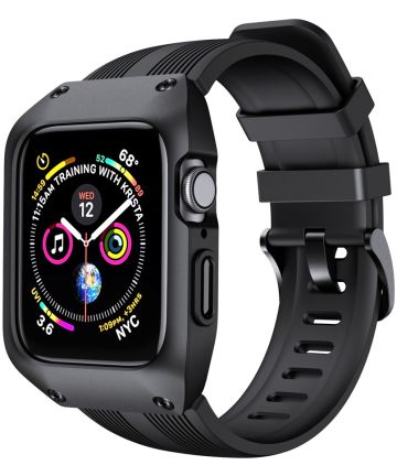 Apple Watch 38MM Hoesje Robuust Full Protect met Siliconen Band Zwart Cases