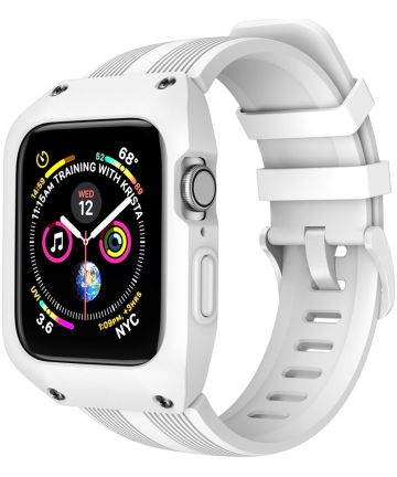 Apple Watch 38MM Hoesje Robuust Full Protect met Siliconen Band Wit Cases