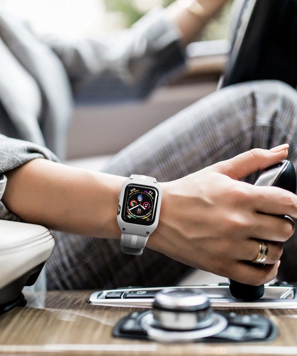 Apple Watch 42MM Hoesje Robuust Full Protect met Siliconen Band Wit afbeelding 5