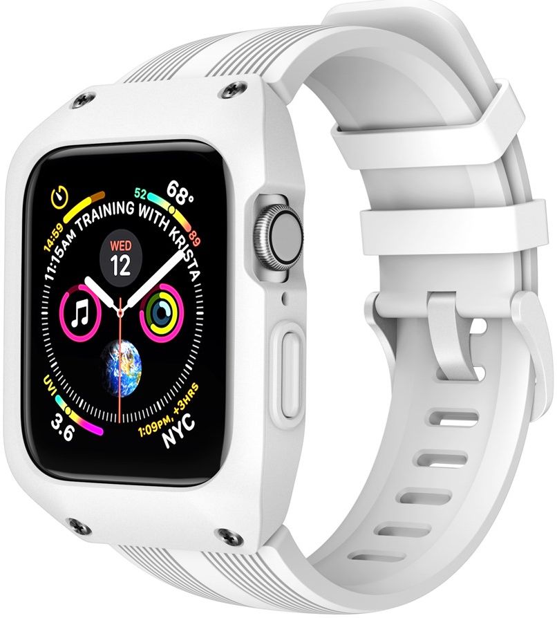 Apple Watch 42MM Hoesje Robuust Full Protect met Siliconen Band Wit afbeelding 1