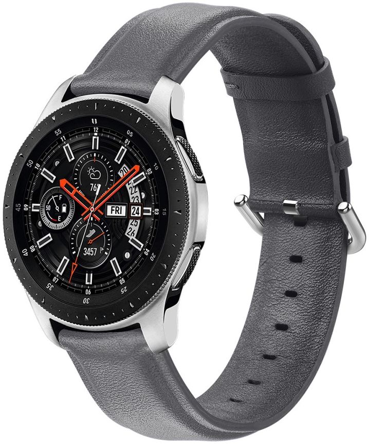 Universeel Smartwatch 20MM Bandje Echt Leer met RVS Gespsluiting Grijs afbeelding 1