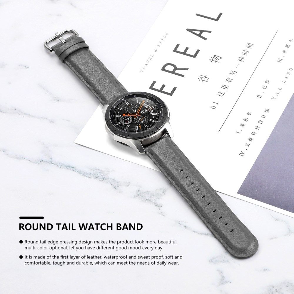 Universeel Smartwatch 20MM Bandje Echt Leer met RVS Gespsluiting Grijs afbeelding 5