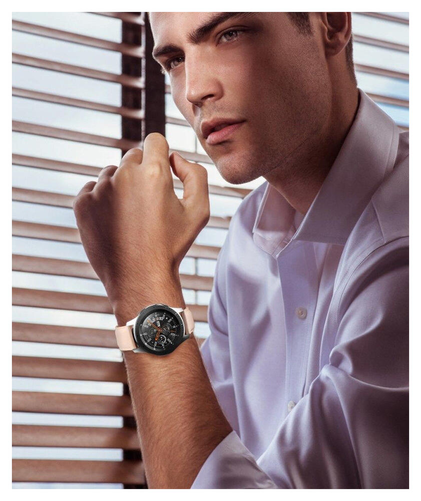Universeel Smartwatch 20MM Bandje - Echt Leer - met RVS Gespsluiting - Roze afbeelding 3