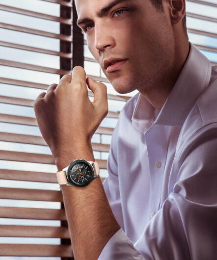 Universeel Smartwatch 20MM Bandje - Echt Leer - met RVS Gespsluiting - Roze afbeelding 3