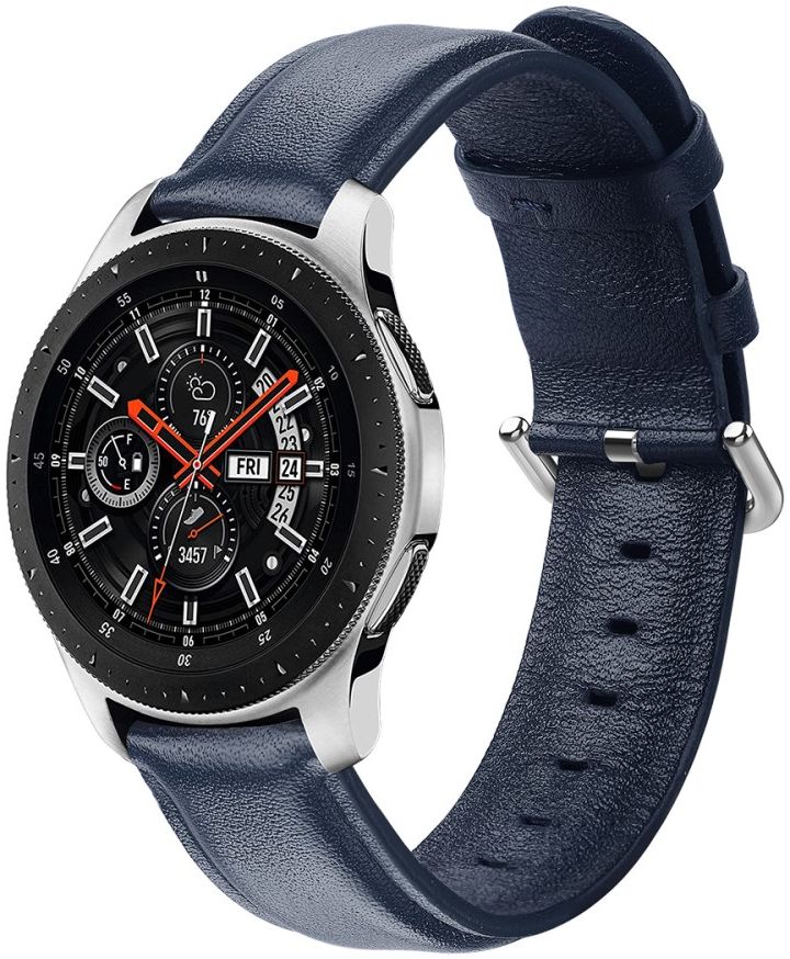 Universeel Smartwatch 20MM Bandje Echt Leer met RVS Gespsluiting Blauw afbeelding 1