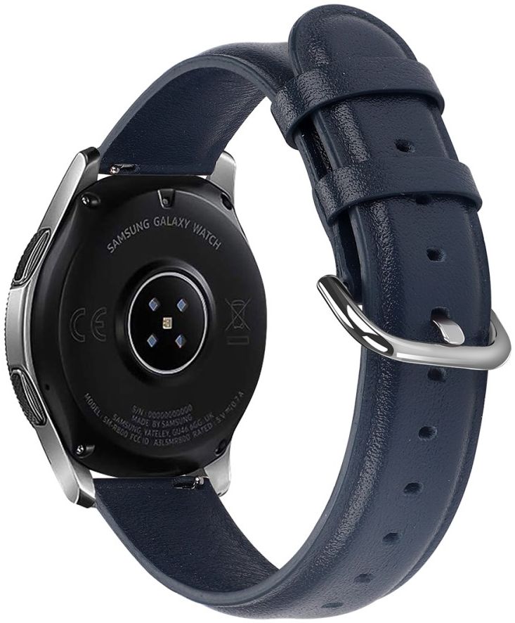 Universeel Smartwatch 20MM Bandje Echt Leer met RVS Gespsluiting Blauw afbeelding 2