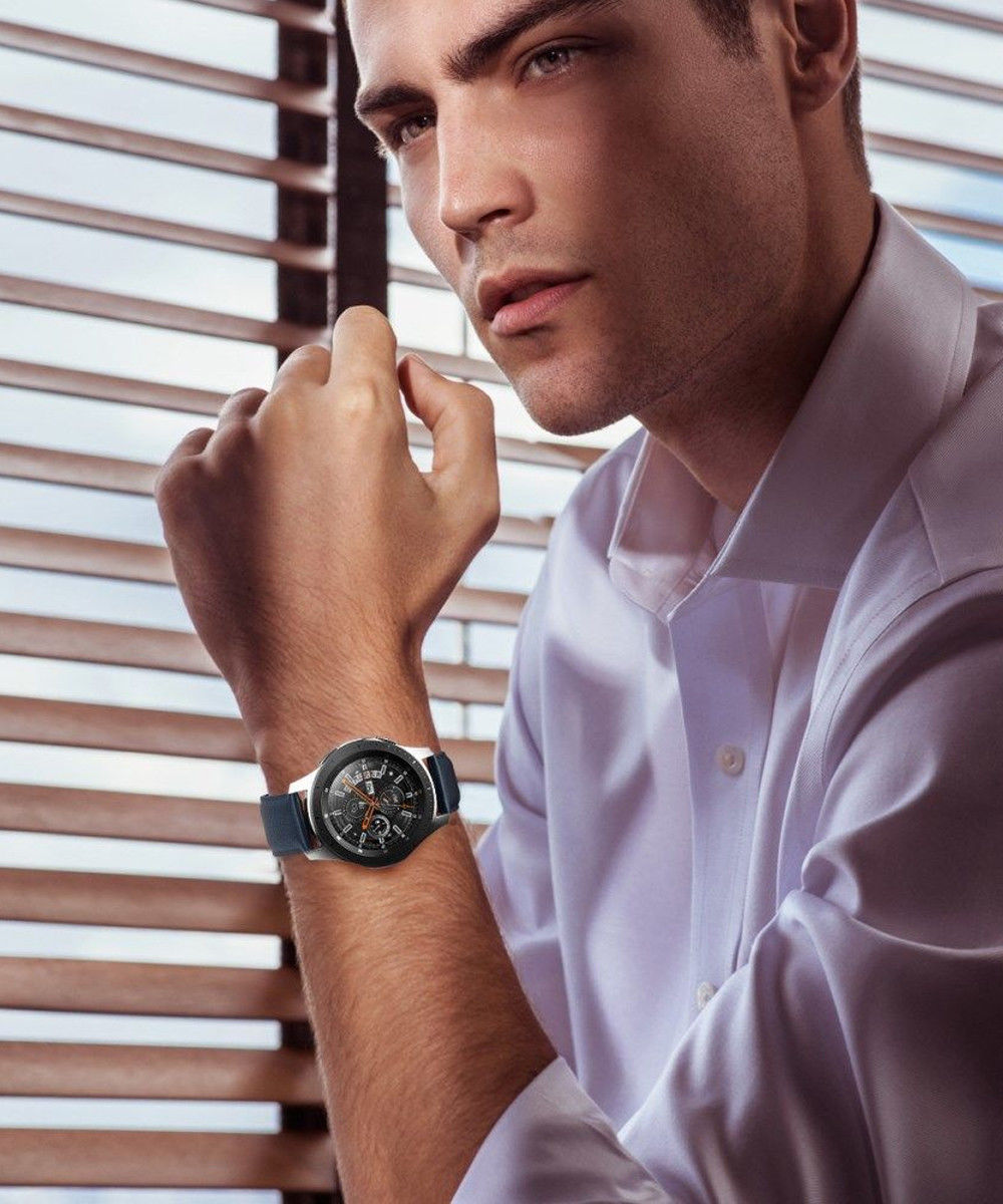 Universeel Smartwatch 20MM Bandje Echt Leer met RVS Gespsluiting Blauw afbeelding 3