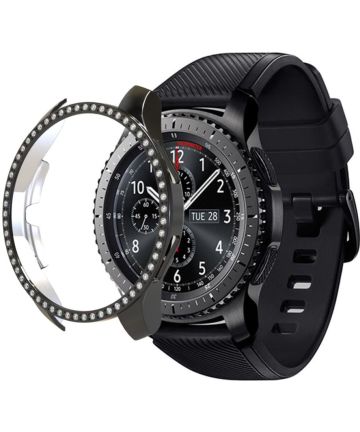 Samsung Galaxy Watch 46MM Hoesje Hard Plastic met Diamantjes Zwart Cases