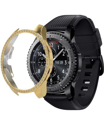 Samsung Galaxy Watch 46MM Hoesje Hard Plastic met Diamantjes Goud Cases