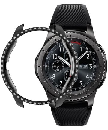 Samsung Galaxy Watch 42MM Hoesje Hard Plastic met Diamantjes Zwart Cases