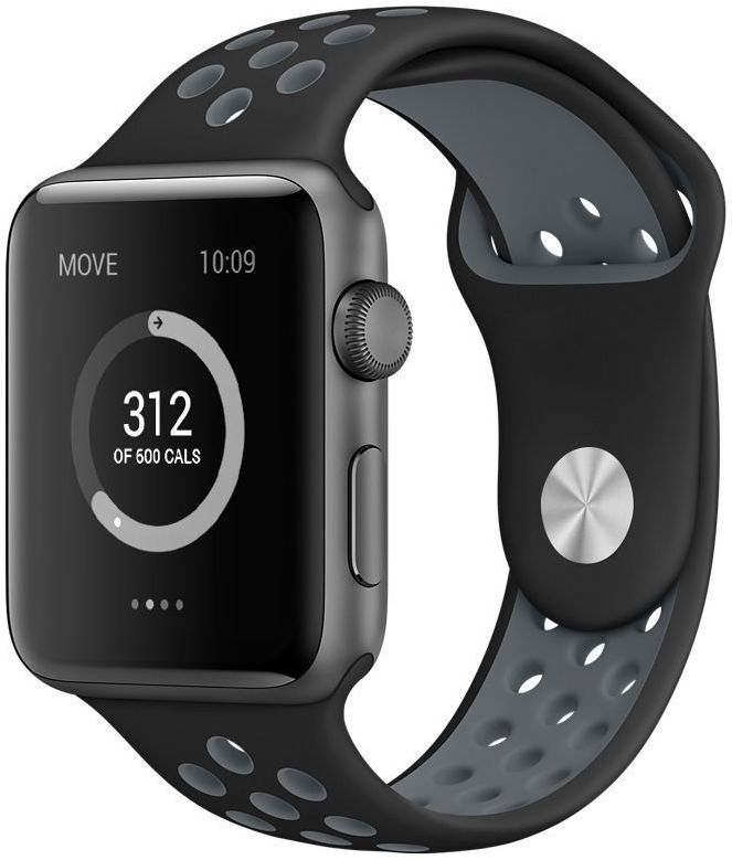Apple Watch 45MM / 44MM / 42MM Bandje Siliconen met Ventilatie Grijs afbeelding 1