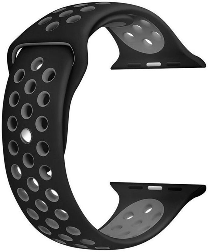 Apple Watch 45MM / 44MM / 42MM Bandje Siliconen met Ventilatie Grijs afbeelding 2