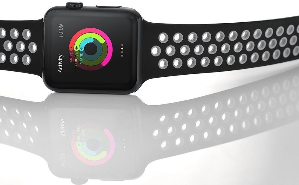 Apple Watch 45MM / 44MM / 42MM Bandje Siliconen met Ventilatie Grijs afbeelding 6