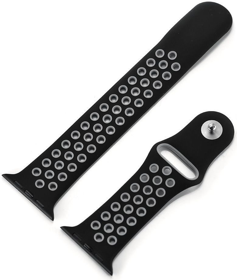 Apple Watch 45MM / 44MM / 42MM Bandje Siliconen met Ventilatie Grijs afbeelding 5