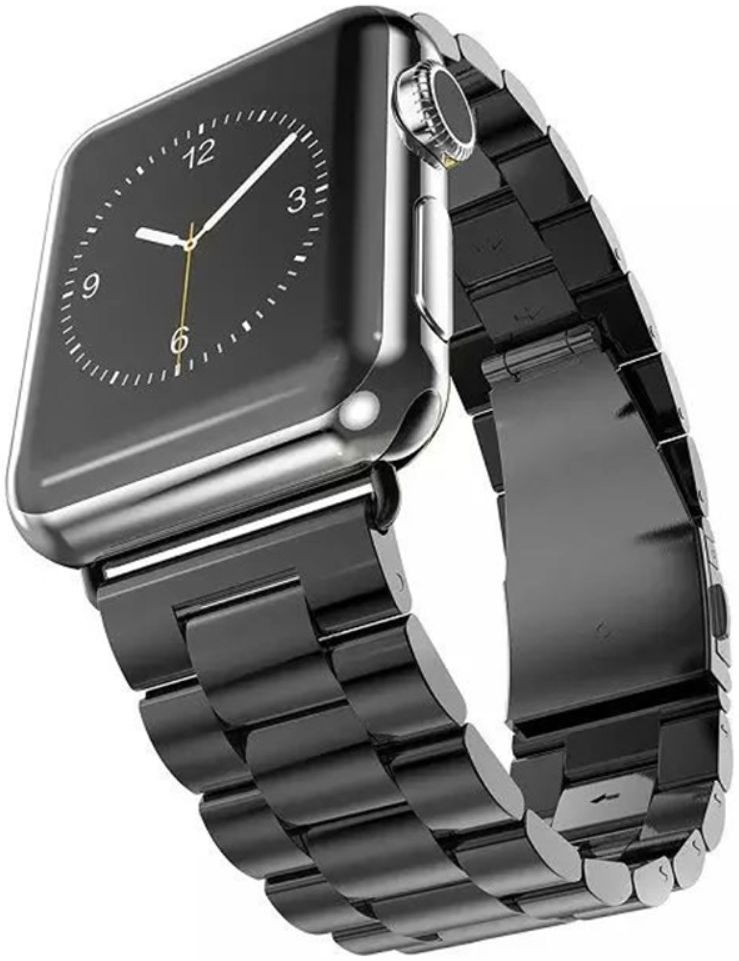 Apple Watch 1-10/SE/Ultra Bandje - 49/46/45/44/42MM - Roestvrij Staal - Zwart afbeelding 1