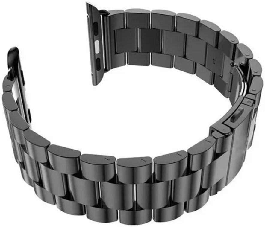 Apple Watch 1-10/SE/Ultra Bandje - 49/46/45/44/42MM - Roestvrij Staal - Zwart afbeelding 5