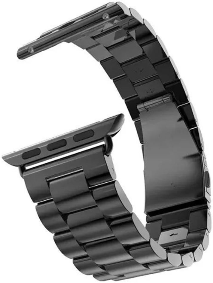 Apple Watch 1-10/SE/Ultra Bandje - 49/46/45/44/42MM - Roestvrij Staal - Zwart afbeelding 2