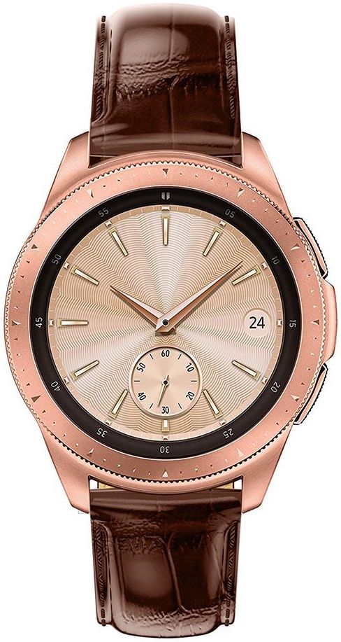 Universeel Smartwatch 20MM Bandje Echt Leer met Krokodil Textuur Bruin afbeelding 2