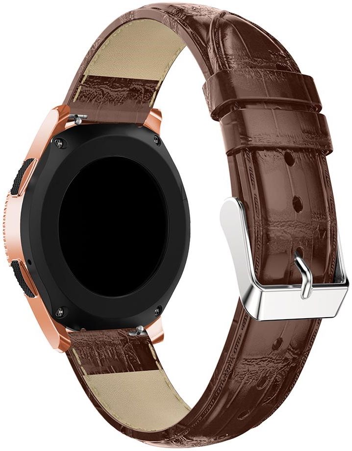 Universeel Smartwatch 20MM Bandje Echt Leer met Krokodil Textuur Bruin afbeelding 4
