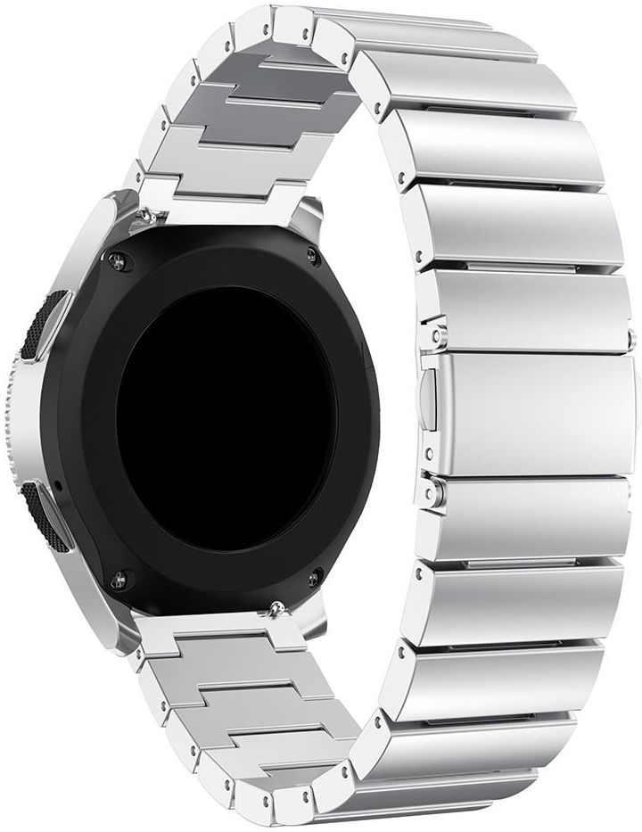 Universeel Smartwatch 22MM Bandje - Luxe Schakels - Roestvrij Staal - Zilver afbeelding 4