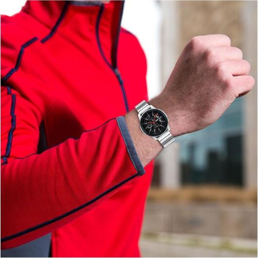 Universeel Smartwatch 22MM Bandje - Luxe Schakels - Roestvrij Staal - Zilver afbeelding 3