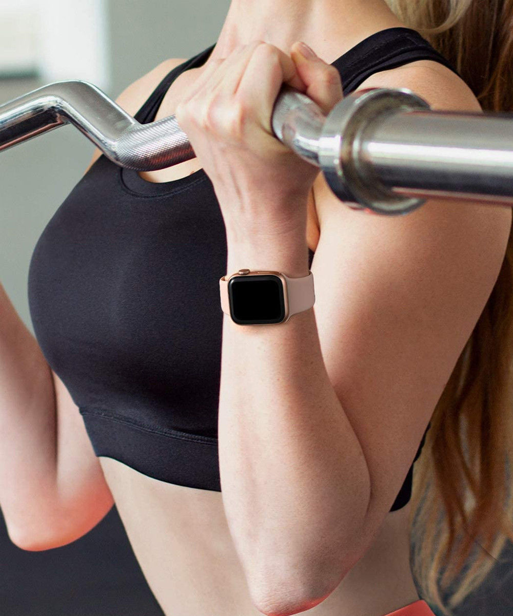 Apple Watch 41MM / 40MM / 38MM Bandje Siliconen met Drukknoop Roze afbeelding 3