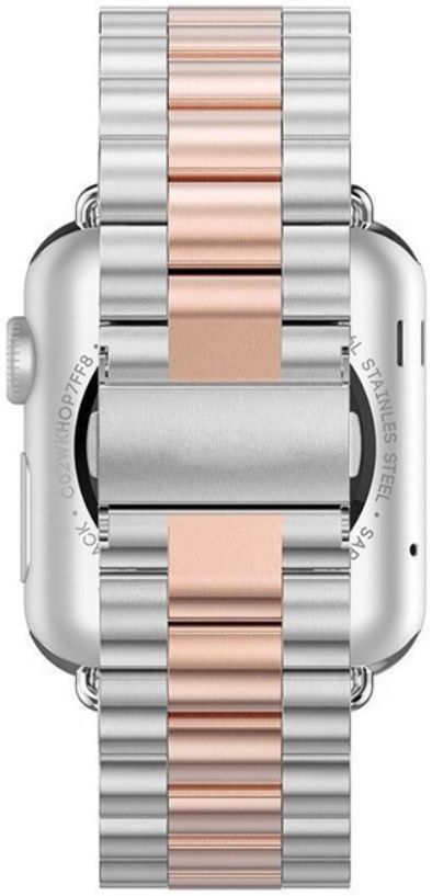 Apple Watch Bandje - 1-9/SE 41MM/40MM/38MM - Schakels - Staal RVS - Zilver Roze afbeelding 2