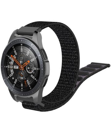 Universeel Smartwatch 22MM Bandje Nylon met Klittenband Zwart Bandjes