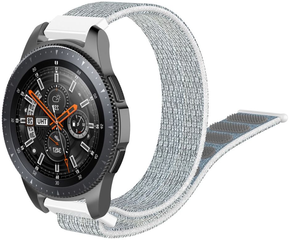Universeel Smartwatch 22MM Bandje Nylon met Klittenband Grijs/Wit afbeelding 1