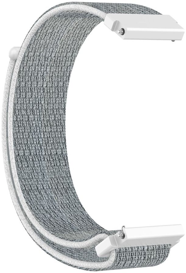 Universeel Smartwatch 22MM Bandje Nylon met Klittenband Grijs/Wit afbeelding 6