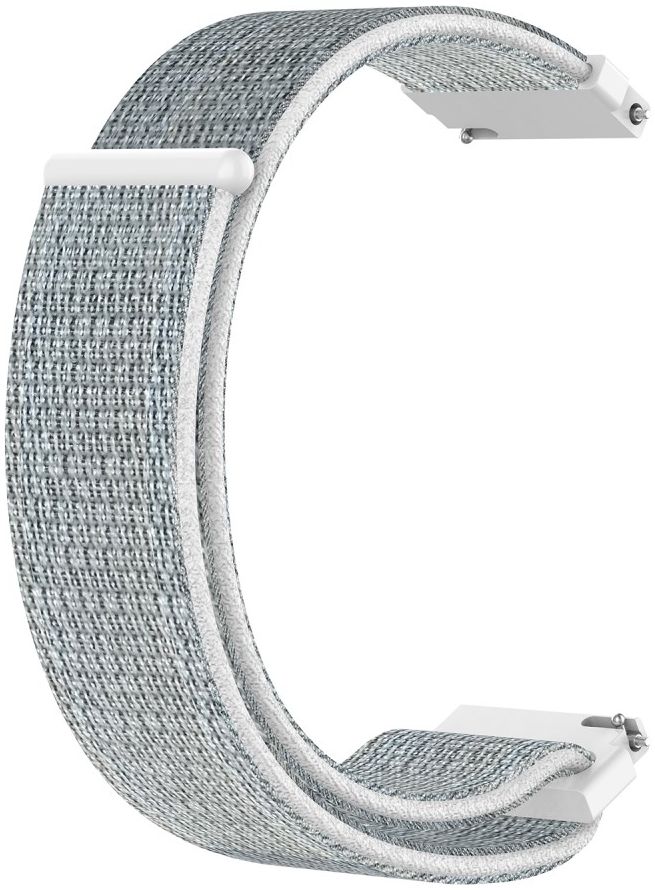 Universeel Smartwatch 22MM Bandje Nylon met Klittenband Grijs/Wit afbeelding 4